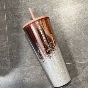 Starbucks 2019 Holiday Season MIRROR Cascading Snow Glitter Rose Gold
